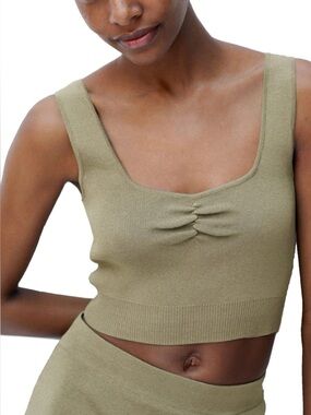 Women’s MNG Olive Green Ribbed Crop Tank